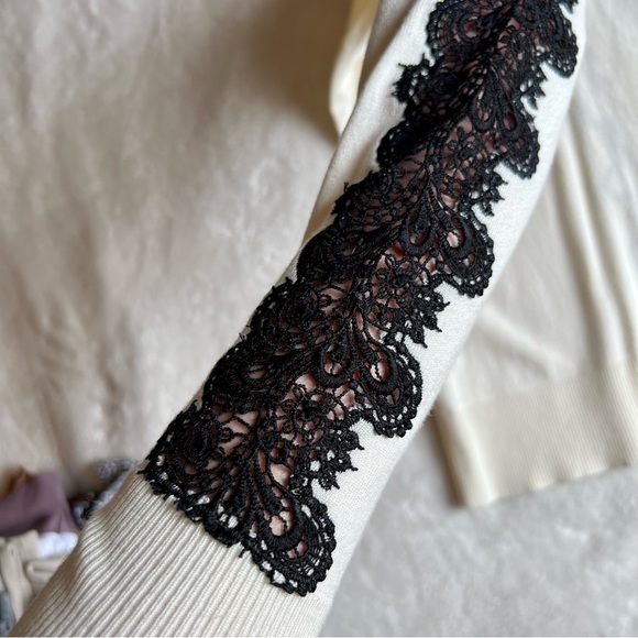 7th Avenue brand white with black lace dress top, size medium - Picture 4 of 4